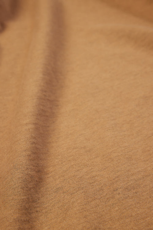 T-shirt Camel Col Rond Manches Longues en Coton et Cachemire - MAJESTIC FILATURES