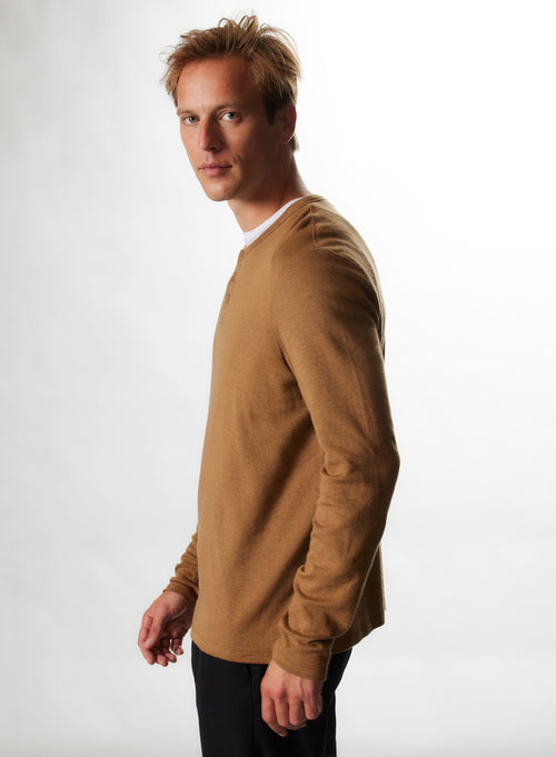 Tunesischer Camelkragen Tunesischer Langarmshirt aus Baumwolle und Kaschmir - MAJESTIC FILATURES