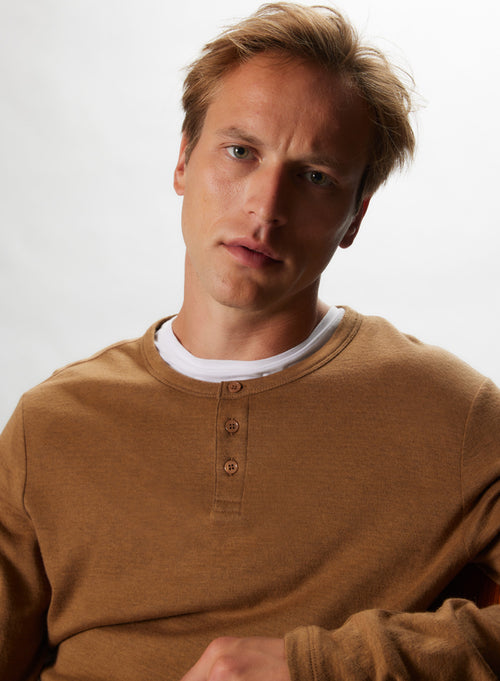 Tunesischer Camelkragen Tunesischer Langarmshirt aus Baumwolle und Kaschmir - MAJESTIC FILATURES