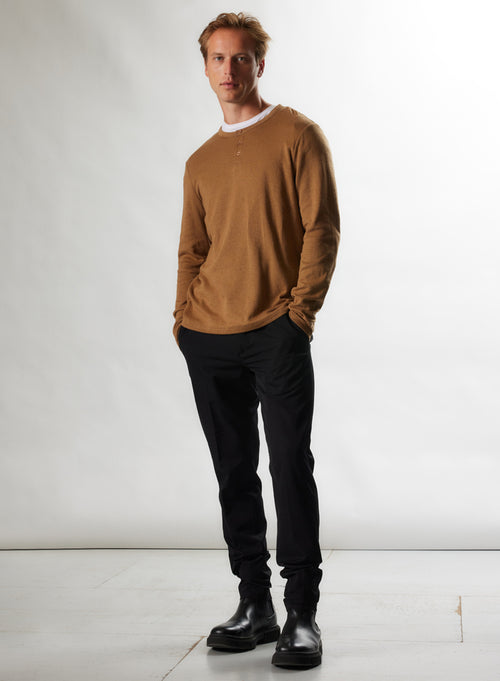 Tunesischer Camelkragen Tunesischer Langarmshirt aus Baumwolle und Kaschmir - MAJESTIC FILATURES