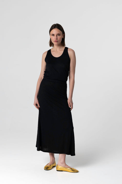 Rock aus Leinen/Elasthan in Schwarz - MAJESTIC FILATURES