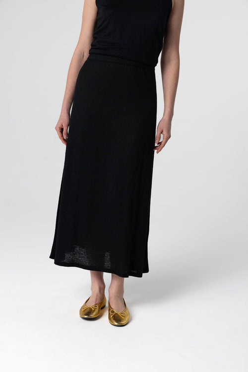 Rock aus Leinen/Elasthan in Schwarz - MAJESTIC FILATURES