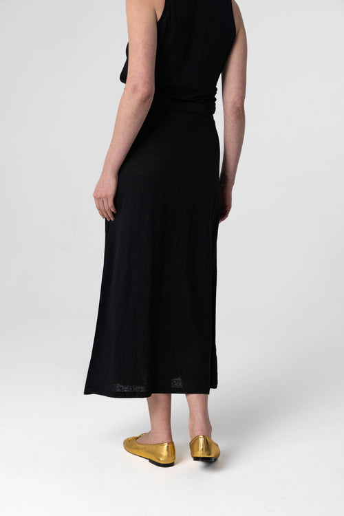 Rock aus Leinen/Elasthan in Schwarz - MAJESTIC FILATURES