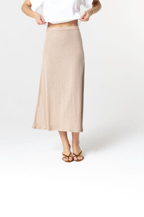 Jupe Beige en Lin / Elasthanne - MAJESTIC FILATURES