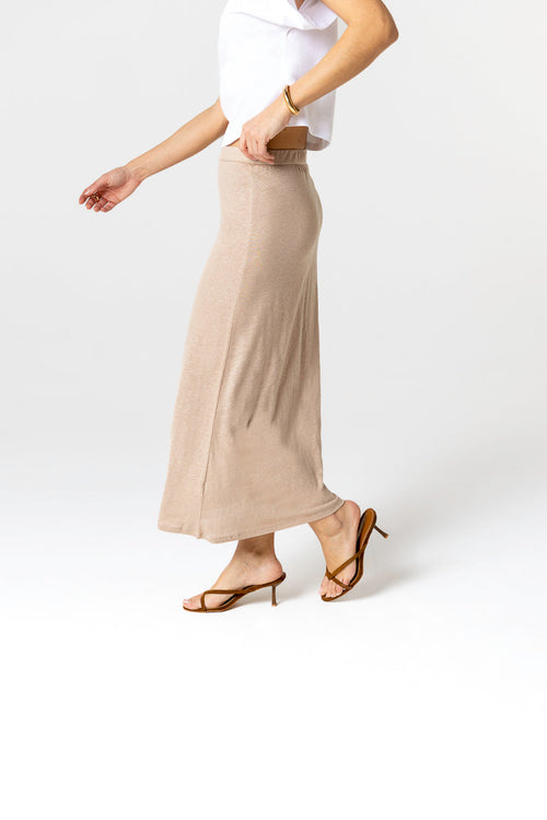 Jupe Beige en Lin / Elasthanne - MAJESTIC FILATURES