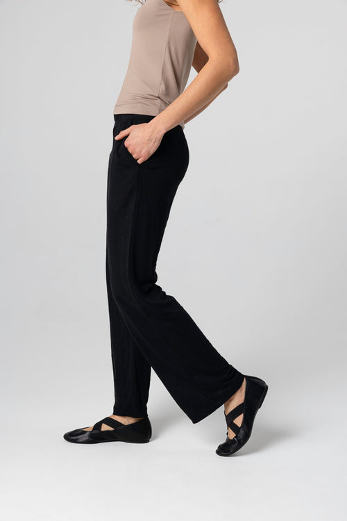 Pantalón negro de lino y elastano - MAJESTIC FILATURES