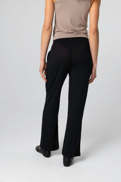 Pantalón negro de lino y elastano - MAJESTIC FILATURES