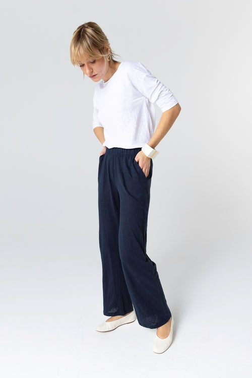 Pantalon Marine en Lin / Elasthanne - MAJESTIC FILATURES