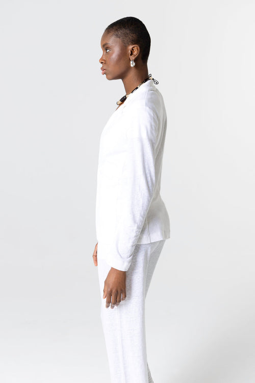 Langärmelige Jacke aus Leinen/Elasthan in Weiß - MAJESTIC FILATURES