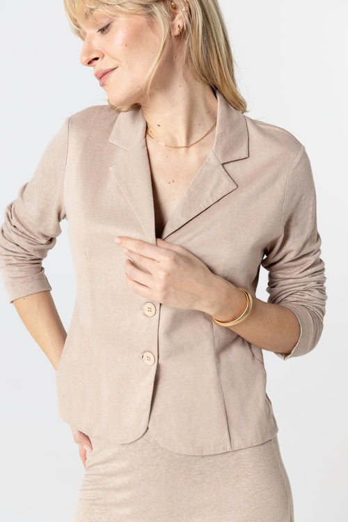 Chaqueta beige de manga larga en lino/elastano - MAJESTIC FILATURES