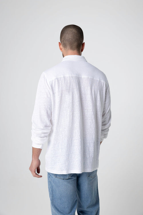 White Long Sleeve Linen Shirt - MAJESTIC FILATURES