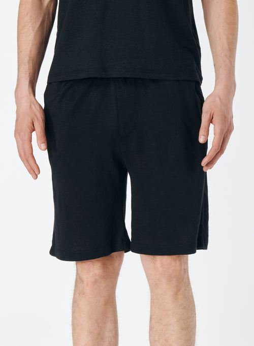 Short Noir en Lin / Elasthanne - MAJESTIC FILATURES