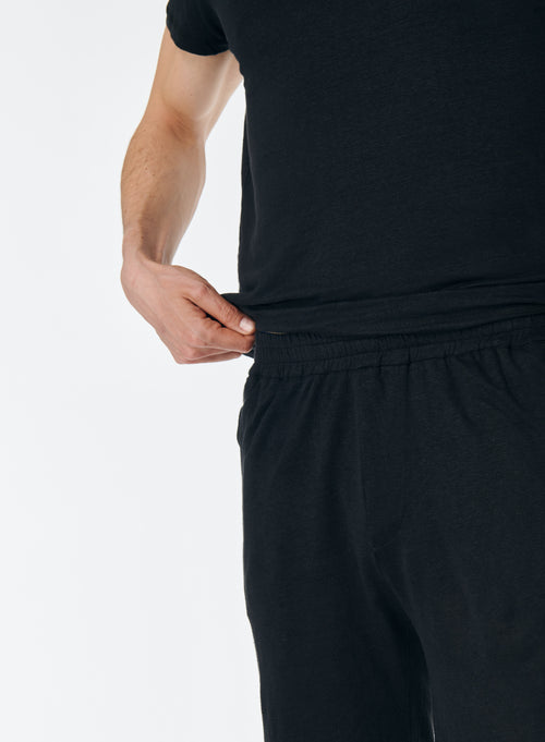 Short Noir en Lin / Elasthanne - MAJESTIC FILATURES