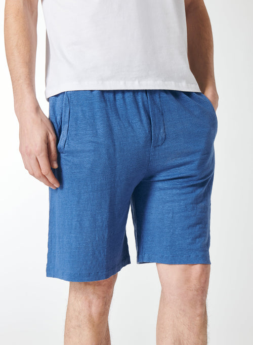 Shorts Bleu en Lin / Elasthanne - MAJESTIC FILATURES