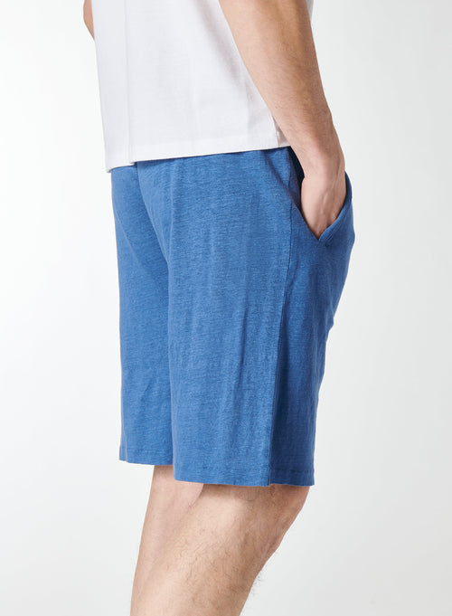 Shorts Bleu en Lin / Elasthanne - MAJESTIC FILATURES
