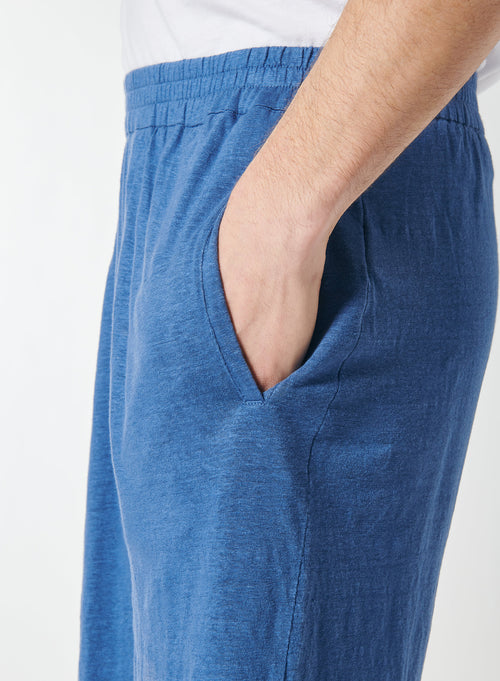 Blaue Shorts aus Leinen / Elasthan - MAJESTIC FILATURES