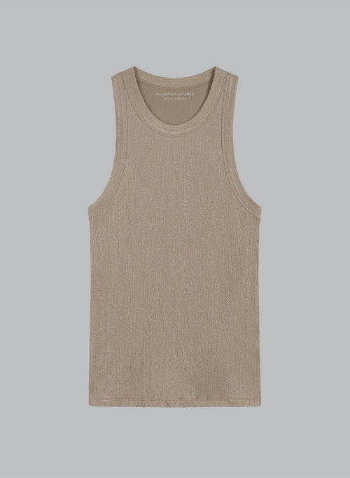 Débardeur Coffee Latte Col Rond en Viscose / Elasthanne - MAJESTIC FILATURES
