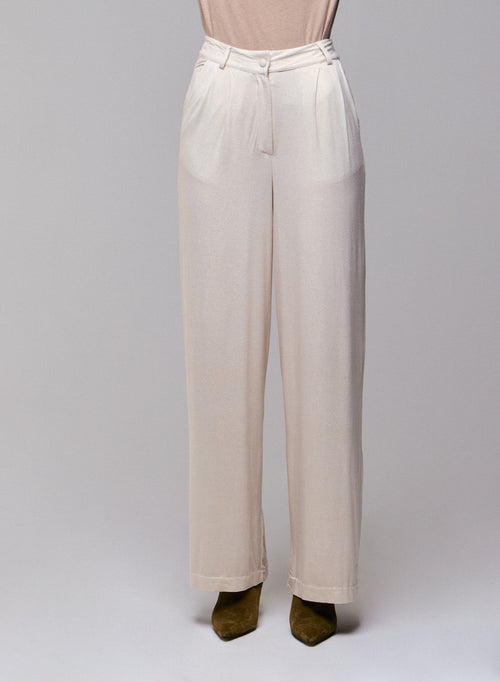 White Viscose/Elastane Pants - MAJESTIC FILATURES