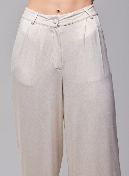 White Viscose/Elastane Pants - MAJESTIC FILATURES