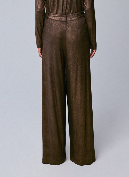 Pantalon Marron en Viscose / Elasthanne - MAJESTIC FILATURES
