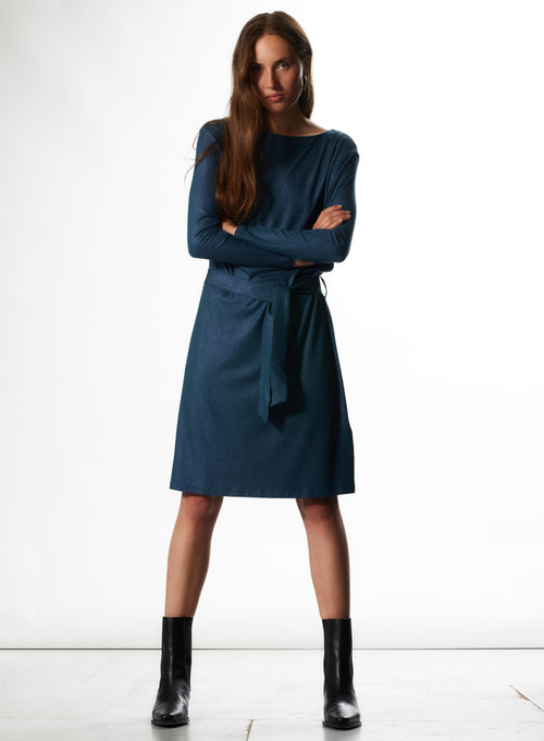 Robe Haute mer Col Bateau Manches Longues en Viscose et Élasthanne - MAJESTIC FILATURES