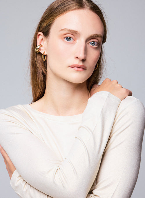 White Boat Neck Long Sleeves T-shirt in Viscose and Elastane - MAJESTIC FILATURES