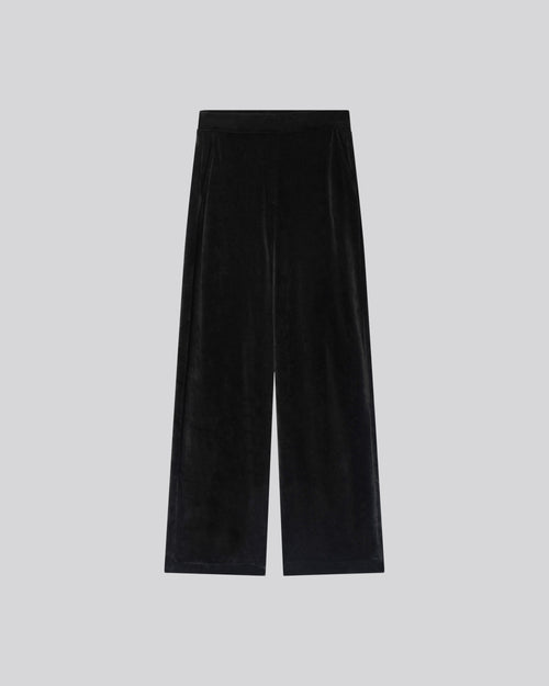 Black Straight Velvet Pants - MAJESTIC FILATURES