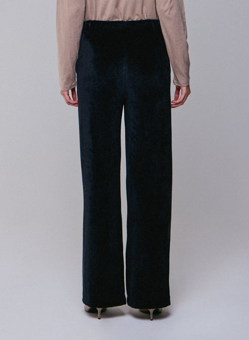 Black Straight Velvet Pants - MAJESTIC FILATURES
