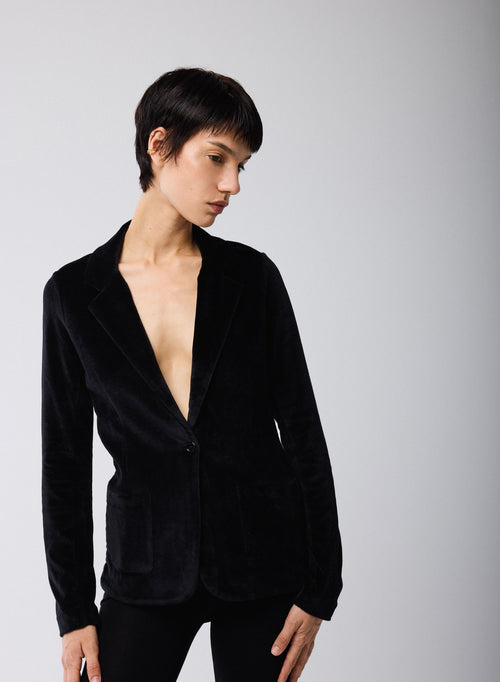 Veste Noir Manches Longues en Coton Organique / Modal / Elasthanne - MAJESTIC FILATURES