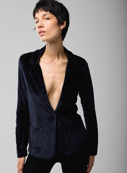 Veste Marine Manches Longues en Coton Organique / Modal / Elasthanne - MAJESTIC FILATURES