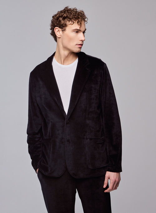 Veste Noire Veste Manches Longues en Coton Organique / Modal / Elasthanne - MAJESTIC FILATURES