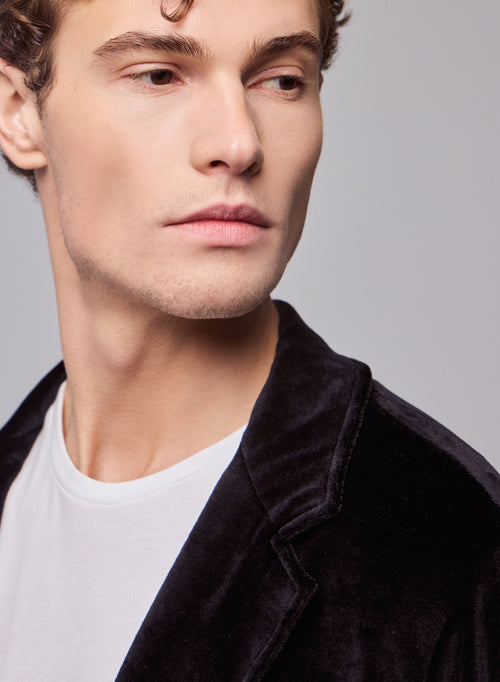 Schwarze Jacke Langärmelige Jacke aus Bio-Baumwolle / Modal / Elasthan - MAJESTIC FILATURES