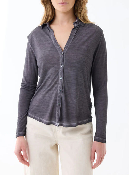 Chemise Tourterelle Manches Longues en Soie - MAJESTIC FILATURES