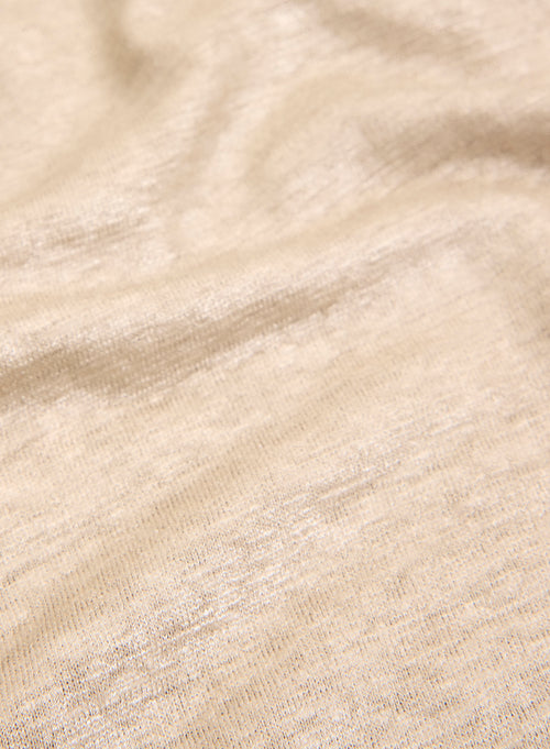 Beige ärmelloses T-Shirt mit Rundhalsausschnitt aus Leinen / Elasthan - MAJESTIC FILATURES