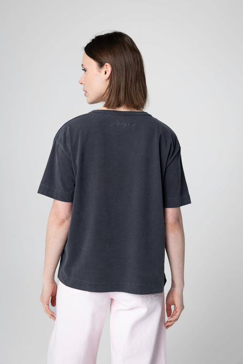 T-shirt Noir Col Rond Manches Courtes en Coton / Elasthanne - MAJESTIC FILATURES