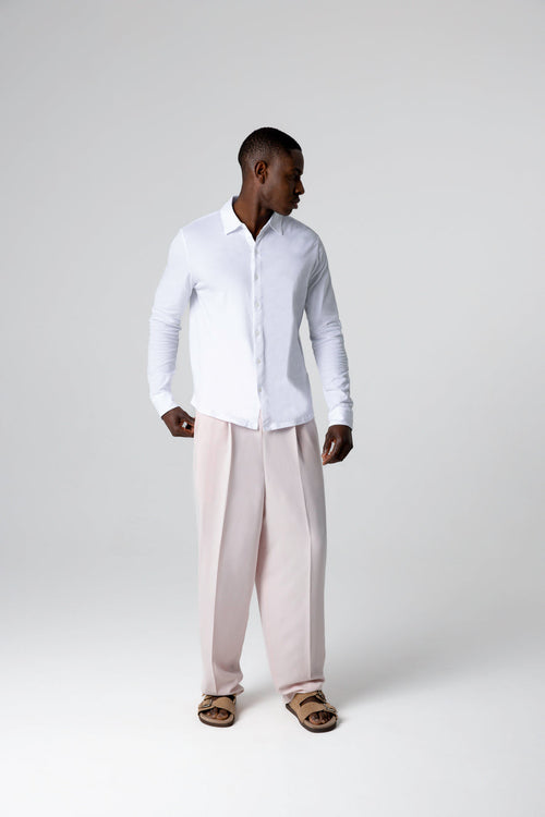 Chemise Blanche Manches Longues en Coton Organique / Elasthanne - MAJESTIC FILATURES