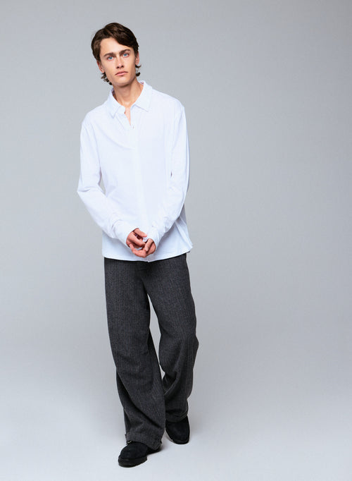 Chemise Blanche Manches Longues en Coton Organique et Elasthanne - MAJESTIC FILATURES