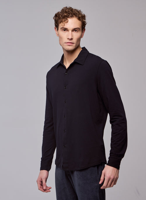 Chemise Noire Manches Longues - MAJESTIC FILATURES