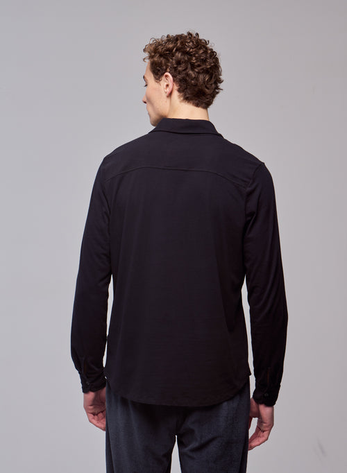 Chemise Noire Manches Longues - MAJESTIC FILATURES