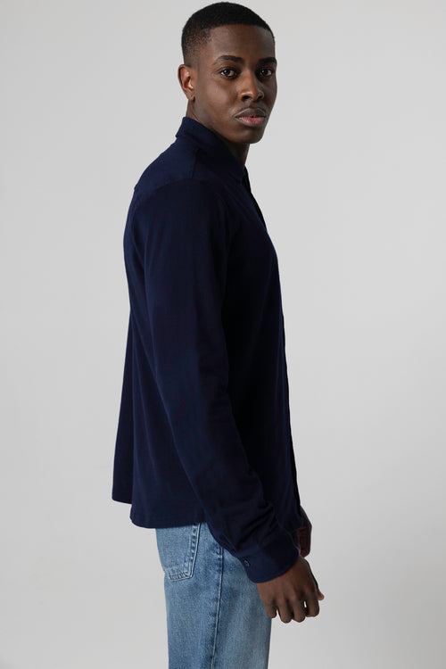 Chemise Marine Manches Longues en Coton organique / Elasthanne - MAJESTIC FILATURES