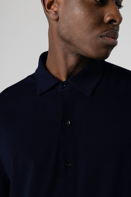 Chemise Marine Manches Longues en Coton organique / Elasthanne - MAJESTIC FILATURES