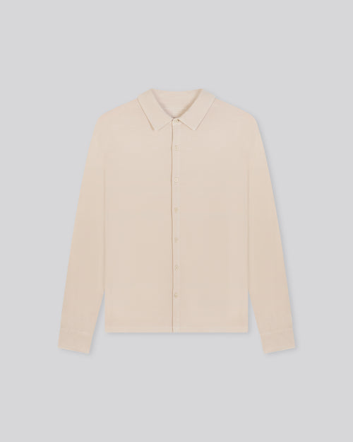 Beige Shirt Langarmshirt aus Bio-Baumwolle / Elasthan - MAJESTIC FILATURES