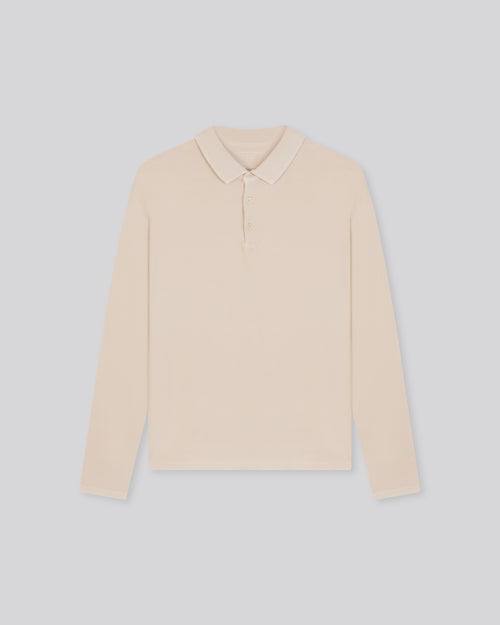 Polo Beige Polo Manches Longues en Coton / Elasthanne - MAJESTIC FILATURES