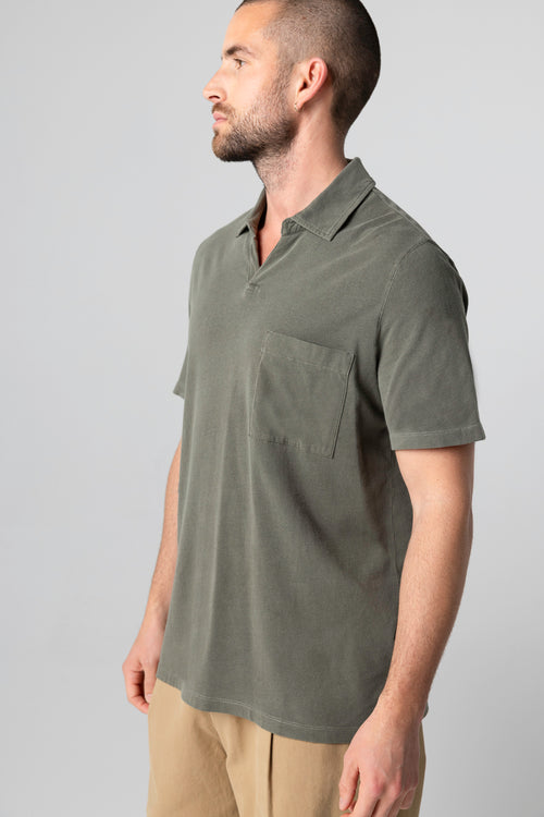 Polo vert foncé Manches Courtes en Coton organique / Elasthanne - MAJESTIC FILATURES