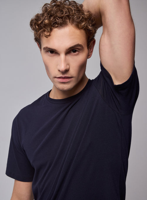 Harold T-Shirt Rundhalsausschnitt kurzen Ärmeln aus Baumwolle / Elastan - MAJESTIC FILATURES