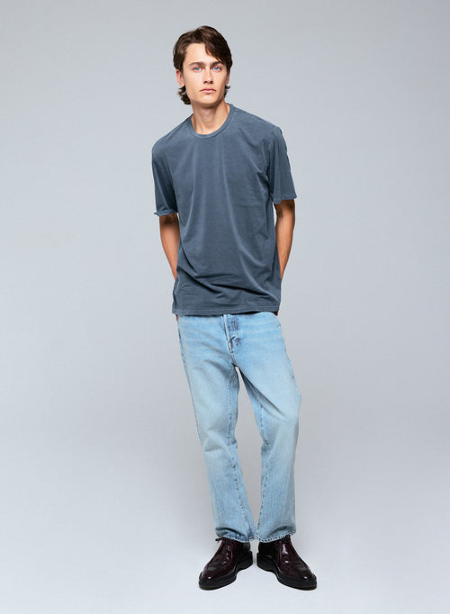 T-shirt Gris Col Rond Manches Courtes en Coton organique / Elasthanne - MAJESTIC FILATURES