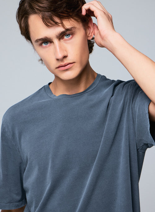 T-shirt Gris Col Rond Manches Courtes en Coton organique / Elasthanne - MAJESTIC FILATURES