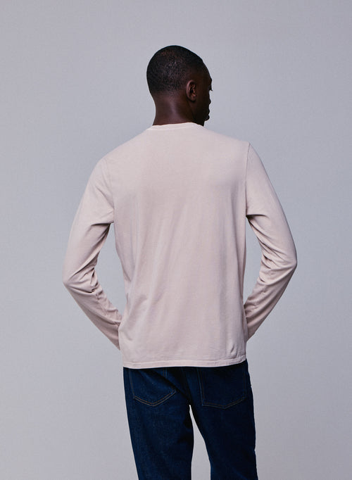 T-shirt Beige Col Rond Manches Longues en Coton organique / Elasthanne - MAJESTIC FILATURES