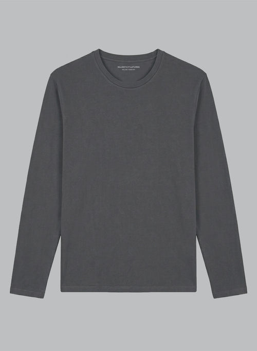 Camiseta negra de cuello redondo y manga larga de algodón orgánico / elastano - MAJESTIC FILATURES
