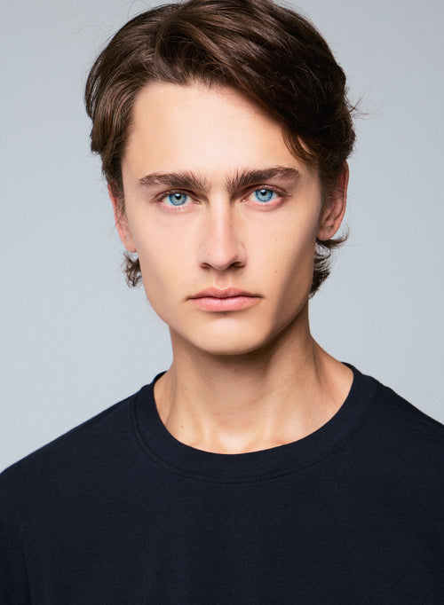 T-shirt Noir Col Rond Manches Longues en Coton organique / Elasthanne - MAJESTIC FILATURES